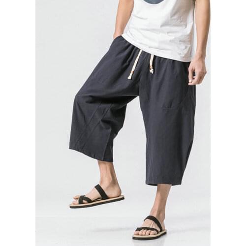 Baggy Cotton Harem Pants Men 2021 Summer Japanese Vintage Solid Men Women Hip Hop Plus Size Wide Leg Pants Pantalon