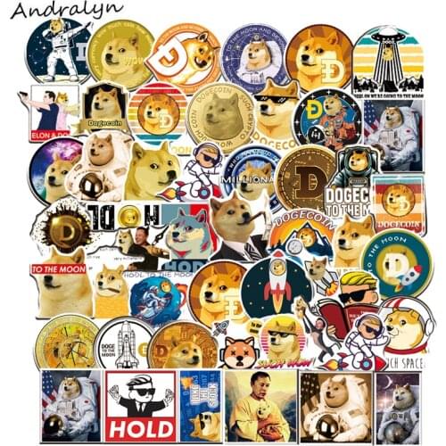10/50Pcs/pack Dogecoin Retro Dogs Stickers For Laptop Skateboard Luggage Refrigerator Notebook Helmet Phone Cartoon Toys