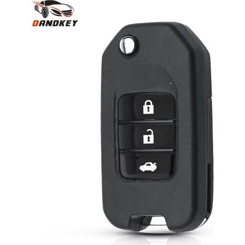 Dandkey Flip Auto Original Car Key Shell For Honda Civic 2015 City Fit HR-V XR-V 3 Buttons Smart Remote Key Fob Uncut Blade Case
