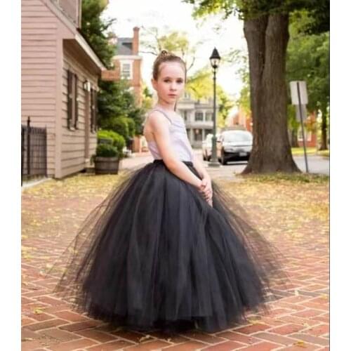 Girls Black Fluffy Long Tutu Skirts Infant Toddler Handmade Dance Pettiskirts Underskirts Kids Christmas Party Costume Skirts