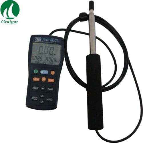 Hot-Wire TES-1340 Digital Anemometer Manual Data Memory and Read Function Air Wind Flow Meter TES1340