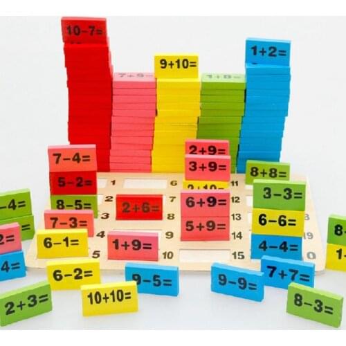 2020 New Montessori Educational Toy Wooden Math Toys for Children Domino 3-4-5-6-7-8 Years Old Game Funny Gifts Kids