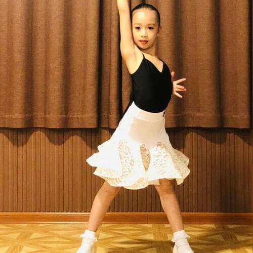 Summer New Childrens Latin Dance Wear For Girls Dress Training Performance Clothes Kids Costume Latin Tops Lace Skirt Suit 4173