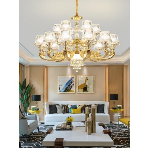 European Crystal Luxury LED Chandelier Lighting American Zinc Alloy Living Room Villa Big Fixtures Bedroom Home New Hanging Lamp