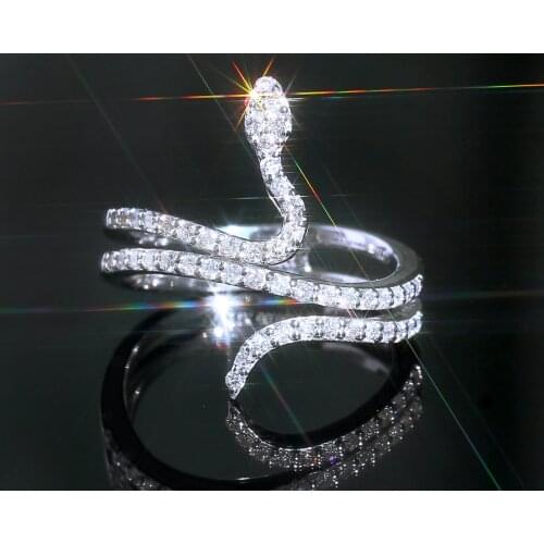 Retro Animal Jewelry Fashion Silver color Snake Rings for Men Women Personality Punk Rock CZ Crystal Ring Vintage Jewelry