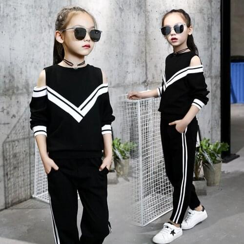 Off The Shoulder Spring Summer Childrens Clothes Set Baby Girls Sweatshirts + Shorts 2pcs/Set Kids Costume Teenage Girl Clothin
