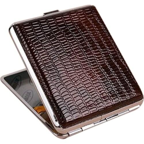 Retro Leather & Metal Cigarette Box Pouch Case Holder Tobacco Storage Container SCIE999