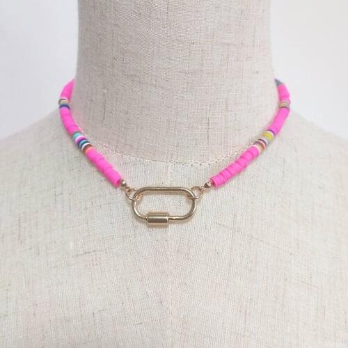 Summer bohemian beach choker jewelry colorful silicone pendant necklace ethnic style pendant accessories gift for women man