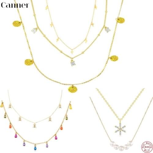 Canner Minimalist 925 Sterling Silver Collarbone Necklaces AAAAA Zircon Choker Necklaces For Women Fine Jewelry collares W4