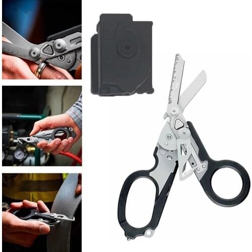6 in 1 Multifunctional Tool Scissors Emergency Response Belt Cutter Glass Breaker Metal Piece Cutter Bottle Opener Hand Tool