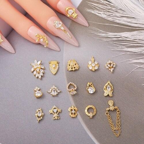 Fashion Flower Diamond Luxury Cupids Arrow Shiny Nail Chains Jewelry Nail Art Decorations Manicure Drills Nail Rhinestones