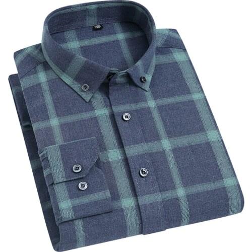 Business Casuan Mens Checkered Shirts Long Sleeve Plaid Shirt for Men Bamboo Fiber Soft Comfortable Regular Fit Leisure Striped