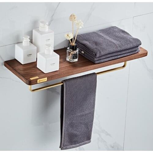 Bath Hardware Accessories Set Wood & Coppe Tissue Rack Soap Dish Bathroom Towel Rack/Ring Corner Shelf Toilet Brush Holder