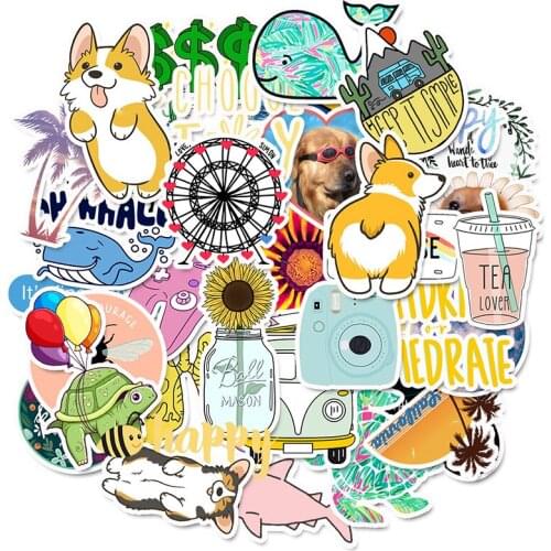 Tablet Decals 50 PCS Cartoon Simple Cute Stickers For Children Toy Waterproof Sticker to DIY Laptop Bicycle Helmet Car Decals