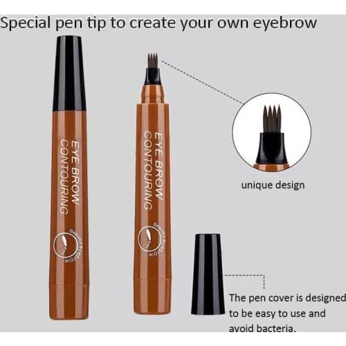 Natural Eyebrow Pen Four-claw Eye Brow Tint Makeup 5 Colors Waterproof Eyebrow Pencil Brown Black Grey Brush Cosmetics TSLM