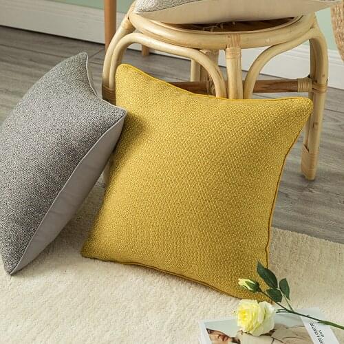 New Style Solid Color Cotton and Linen Splicing Living Room Sofa Pillowcase Autumn Winter Christmas Bedside Pillow Cushion Cover