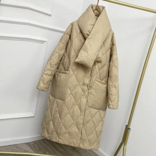 2021 New Winter Down Jacket Women Warm Long Puffer Jackets Female Coat with Scarf Womens Clothing Jaqueta Feminina WPY3968