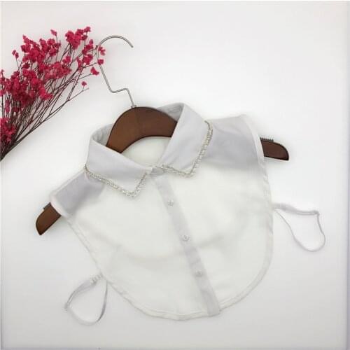 Linbaiway 2021 New Fake Collars Blouse Sweater Women Handmade Beads Shirt Detachable False Collar Girls Necklace Nep Kraagie