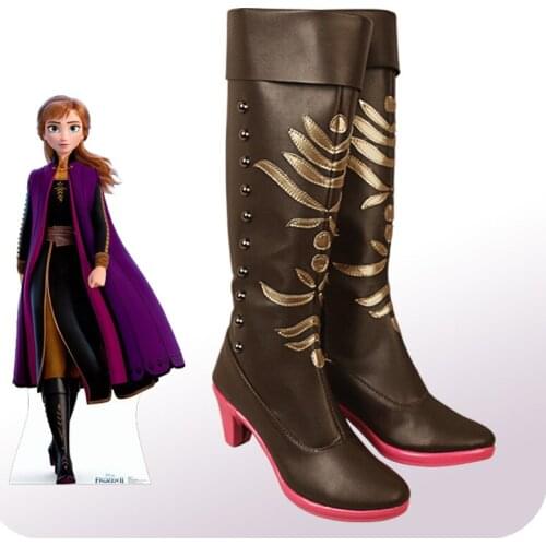 2020 Anime cosplay shoe anna black brown high boots