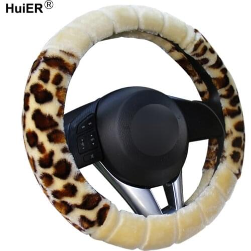 Winter Leopard Print 8 Styles Car Steering Wheel Covers Soft Braid on the Steering-wheel Auto Car Protector Car Accessories