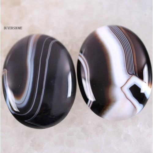 2Pcs/Lot 22x30MM Oval Natural Stone Bead Black Veins Onyx CAB Cabochon For Jewelry Making DIY Bracelet Necklace K529