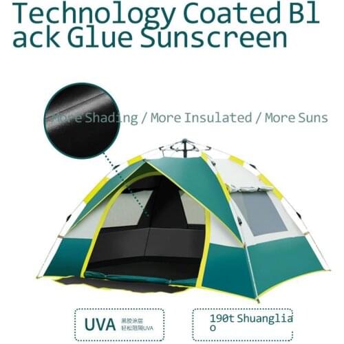 Full automatic tent outdoor 3-4 people thickened rainproof double deck tent single and double camping tent