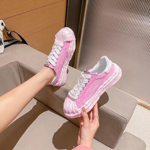 Dissolved shell-toe canvas shoes womens new platform platform shoes all-match net red Harajuku tide shoes