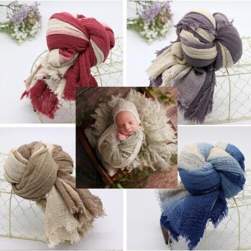 100*200cm Baby Photography Wraps Tie-dyes Color Blocking Infant Photo Picture Swaddling Soft Big Blanket 100% Cotton