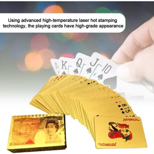 Portable 24K Gold Plastic Magic Card Waterproof Cards Magic Playing Cards Poker Game Deck Gold Foil Poker Set