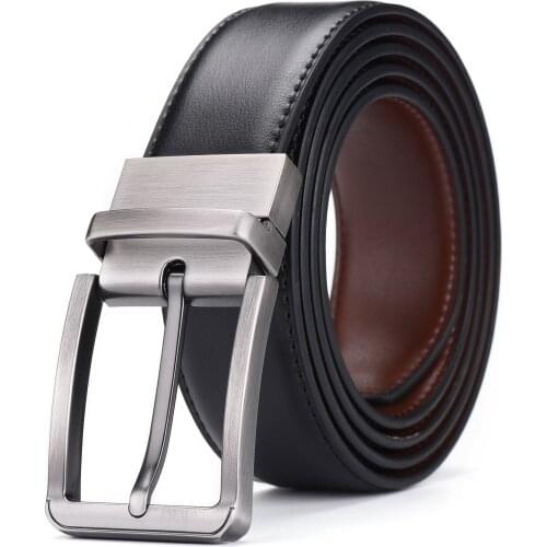 Mens Genuine Leather Belt Business Double-sided Buckle Casual Male High Quality Rotary Buckle cowhide Dual Purpose Ceinture 3.5