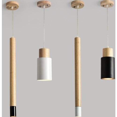 Nordic Designer Pendant Lights Wooden Dining Light Modern Hanging Lamp White Black Kitchen Lighting Fixtures Wood Lamps