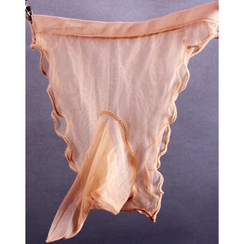 Mens Thin Underpants Invisible Open Close Nose Shaft Sexy Briefs Low Waist Elastic Underwear