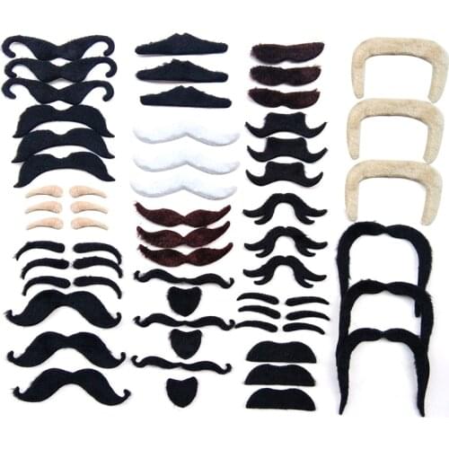 48pcs Funny Costume Pirate Party Mustache Cosplay Fake Moustache Fake Beard For Kids Adult Halloween Party Decoration