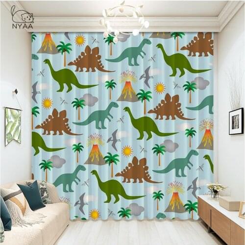 3D Cartoon Dinosaur Bathroom Curtains Curtain Nursery Girls Living Room Decoration Accessories Curtains Children Micro Shading