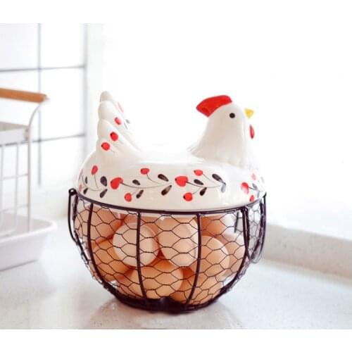 Chicken Cover Iron Storage Basket Cute Kitchen Appliance Egg Basket For Sundries