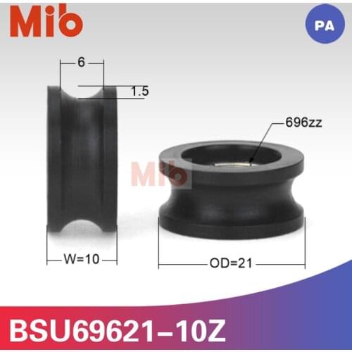 1pcs/lot u GROOVE black nylon roller wheel 696zz bearing Refrigerator drawer wheel 6*21*10mm minisize roller BSU69621-10