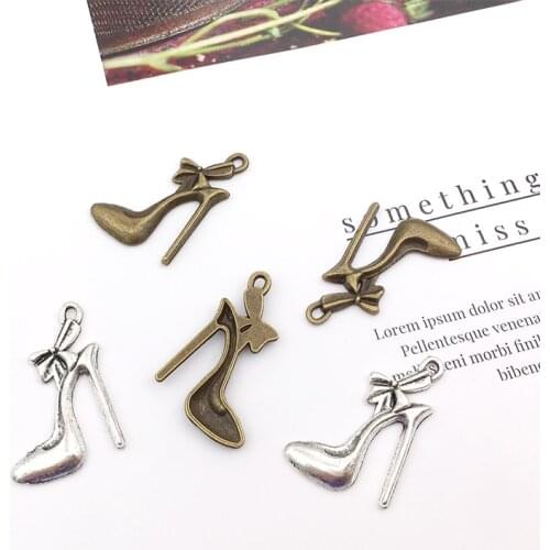20Pcs High Heel Charms Pendants 17mm x 27mm DIY Jewelry Making Alloy Findings Accessory For Necklaces Earrings