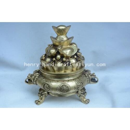 Antique QingDransty brass incense burner,treasure bowl,Decoration,Collection&Adornment,Free shipping