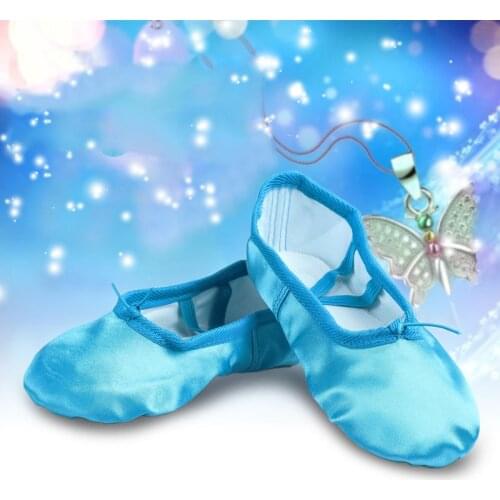 Satin Ballet Dance Shoes Soft Sole Ballet Dancing Shoes For Girls Kids Children 5 Color Blue Yellow Green Rose Red Beige B31