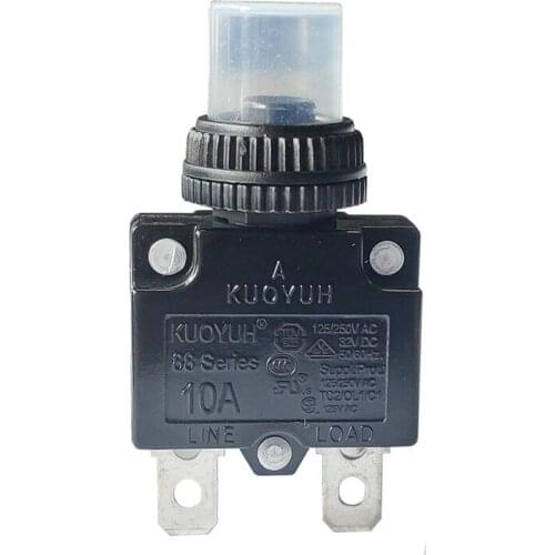 10Amp Circuit Breakers with Push Button Reset with Quick Connect Terminals and Waterproof Button Cap