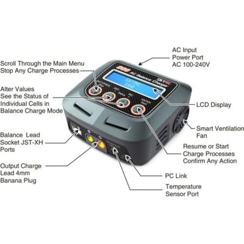 SKYRC S60 60W 100-240V AC Balance Charger/Discharger for 2-4S Lithium LiPo LiHV LiFe Lilon NiCd NiMh PB RC Drone Car Battery