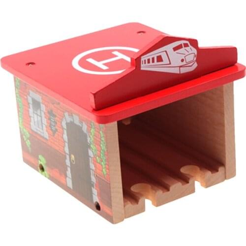 Free shipping Gift Beech wood multifunctional garage Wooden track compatible train track Children track scene game toys