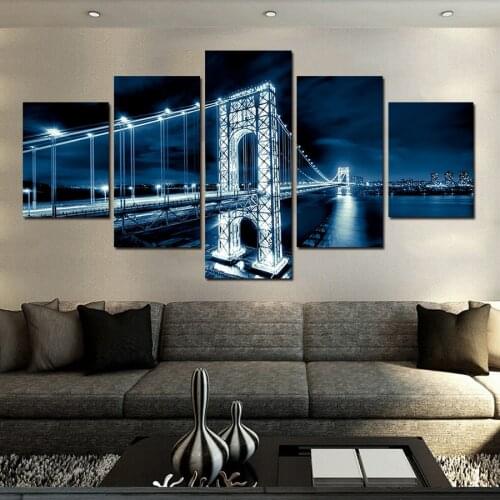 No Frames 5 Pcs Large HD Coastal Bridge Canvas Print Painting For Living Room Wall Art Picture Posters Paintings On The Wall