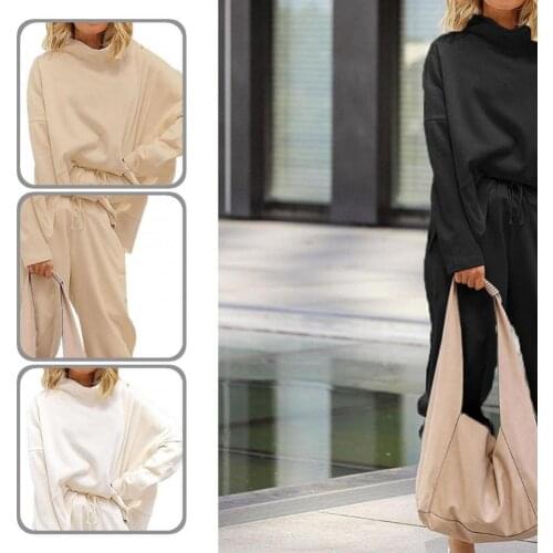 High Waist Skin-friendly Long Sleeve Blouse Ankle Banded Pants Set for Office