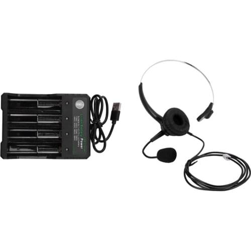 Fast Charger For 18350 18500 18650 Battery Aaa Li-Ion Battery & RJ9 Call Center Headphone Monaural Headphone