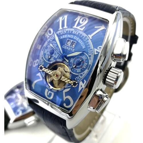 Luxury Watch Mens Automatic Watches MingZhu Mechanical Wristwatches Tonneau Stainless Steel Waterproof Luminous Watch men CASENO