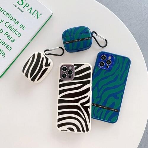 Zebra pattern Phone Case For iphone 11 12 12Pro Max X XR 7 8 Plus SE2020 for airpods 1 2 Pro Earphone case Protective cover