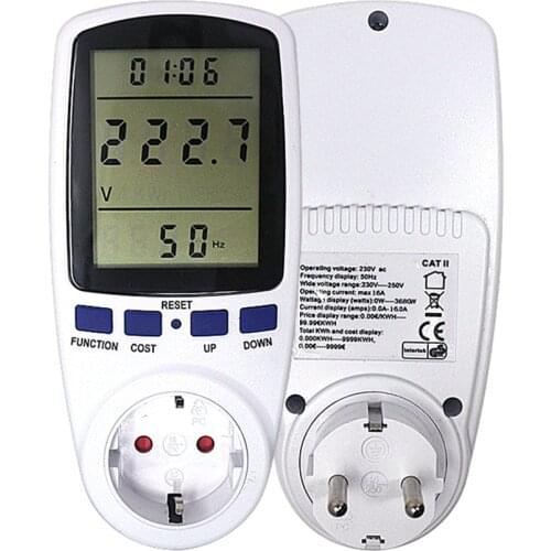 Digital Energy Watt Meter Power Detector Voltmeter EU BR Socket LCD AC 110V/230V 50Hz 16A Selection W KWh Electronic