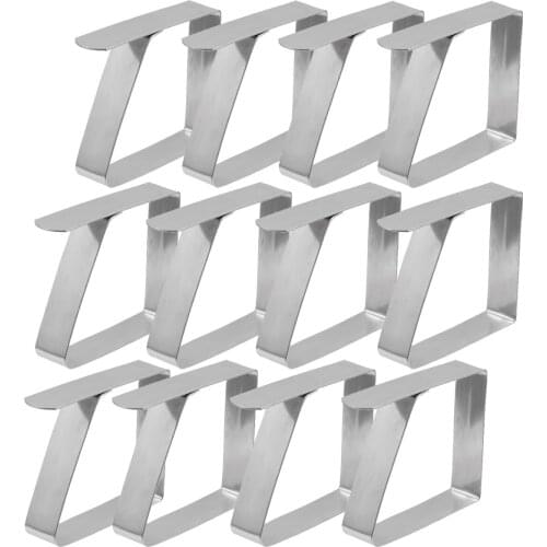 12pcs Tablecloth Clips Stainless Steel Table Cover Clamps Table Cloth Holders Fits For Tables With A Thickness Of Less Than 5cm