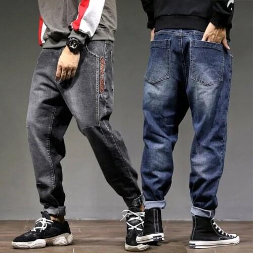 Fashion Streetwear Men Jeans Casual Jogger Pants Black Blue Spring Autumn Vintage Male Hip Hop Harem Cargo Trousers Jeans Homme